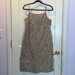 GAP Tan Paisley Midi Dress with Cute Button Side Closure